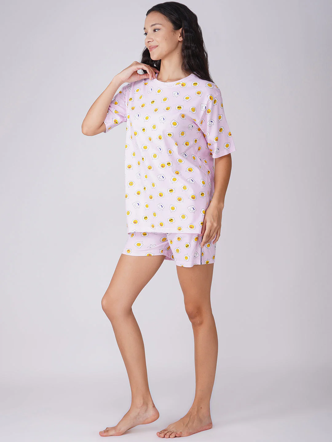 Baby Pink Night Suit with Shorts - Image 3