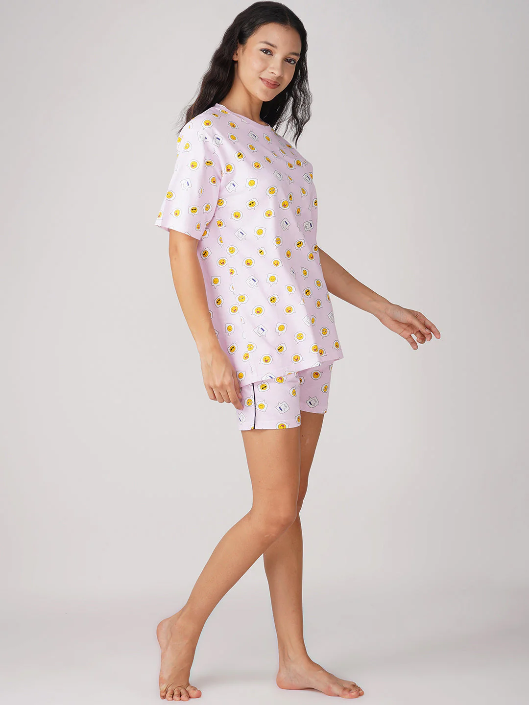 Baby Pink Night Suit with Shorts - Image 4