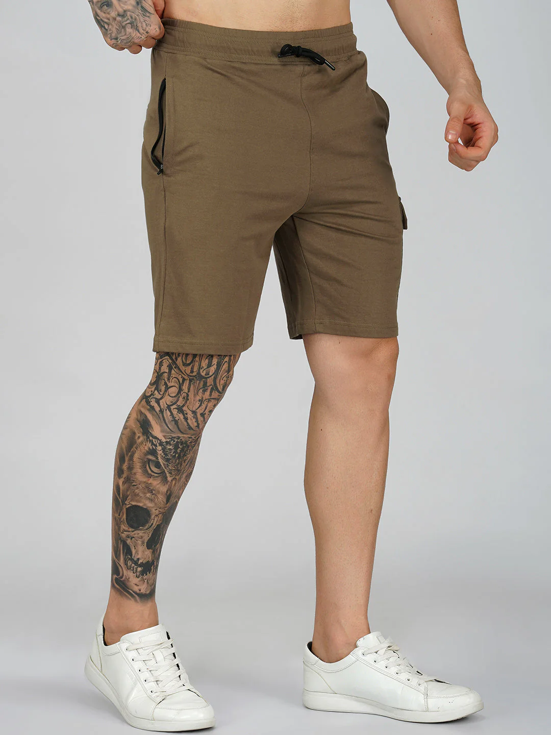 Beige Plain Shorts - Image 3