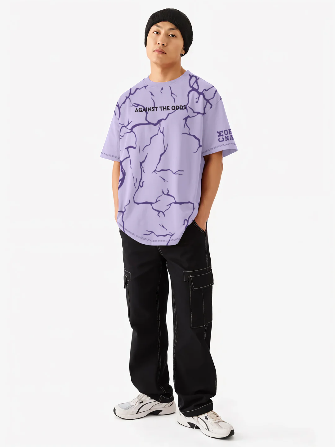 Against the Odds Graphic Printed Oversized T-Shirt - Lilac - Image 3