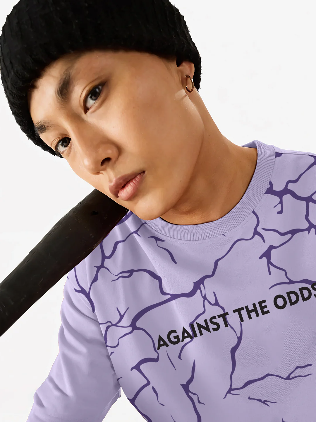 Against the Odds Graphic Printed Oversized T-Shirt - Lilac - Image 4