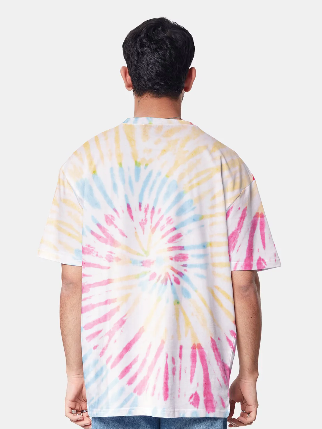 Plain Blue Pink Spiral Oversized T-Shirt - Tiedye - Image 2