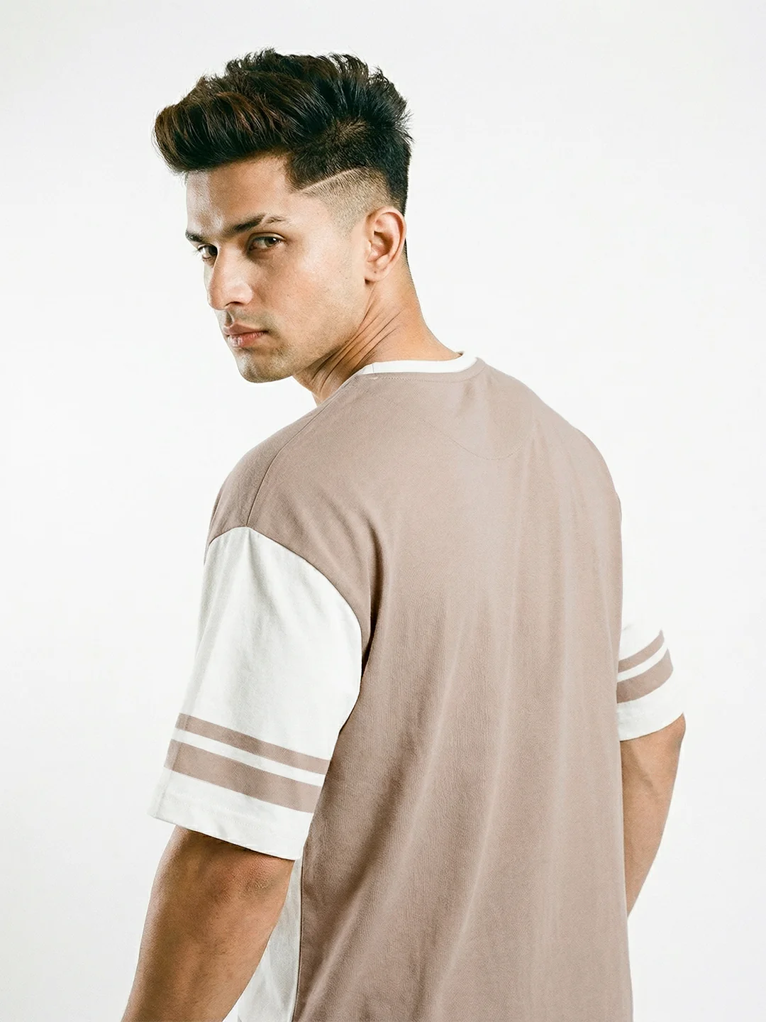 California 78 V Neck Oversized T-Shirt - Rust & Off White - Image 2