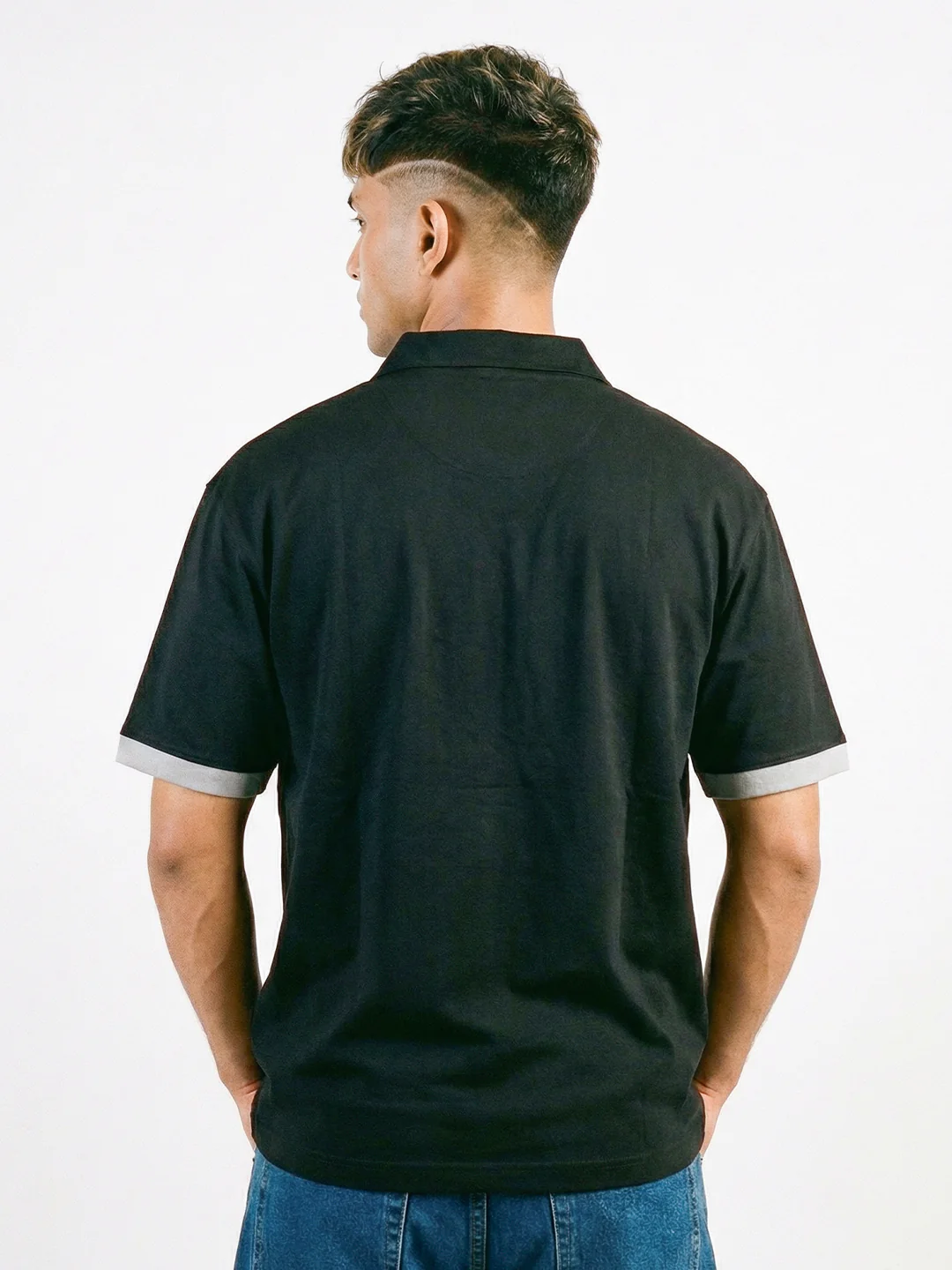 Polo - CM OG Sports Club Oversized Polo T-Shirt - Grey & Black - Image 2