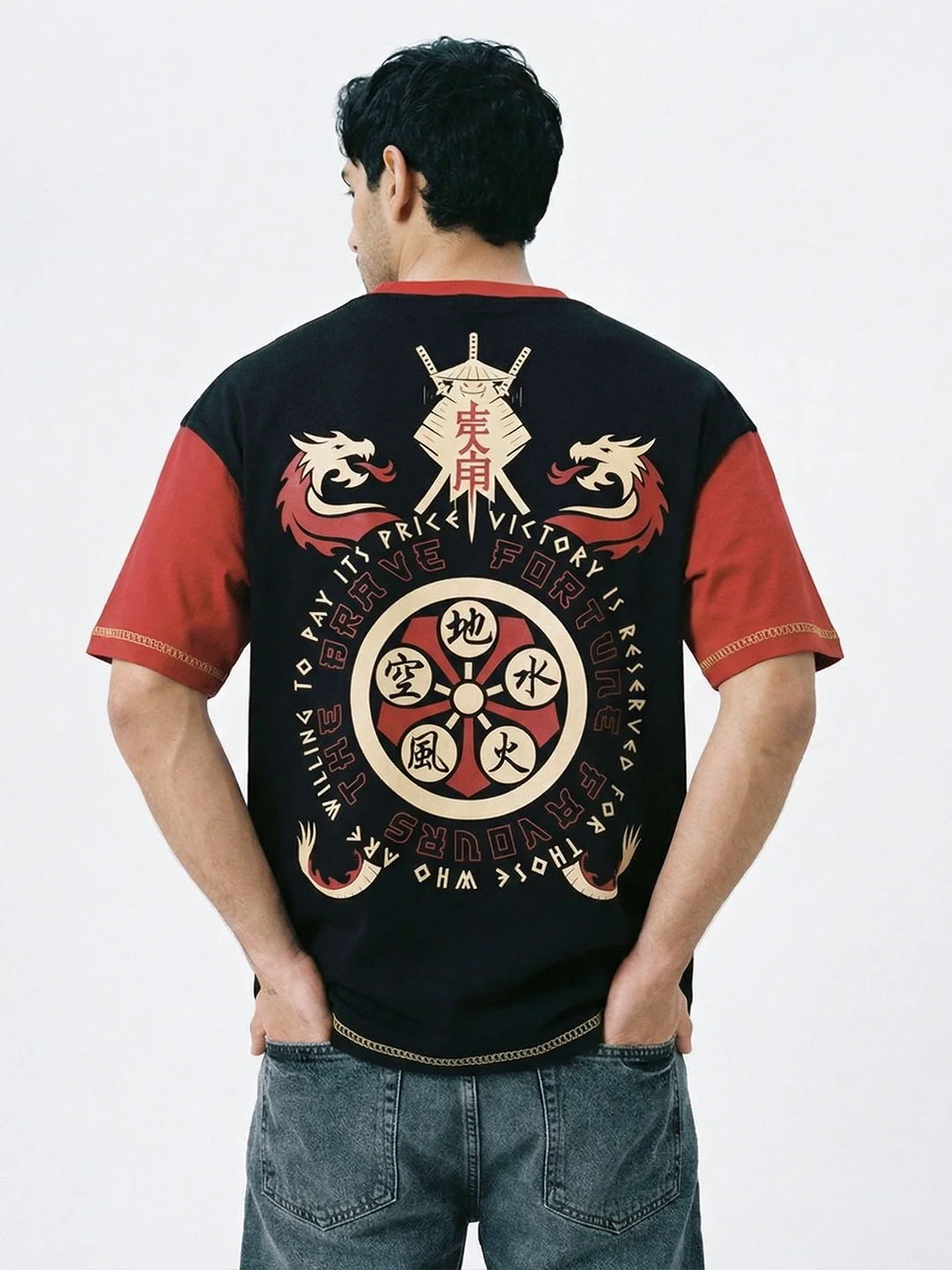 Conqueror's Will Oversized T-Shirt - Black & Red - Image 2