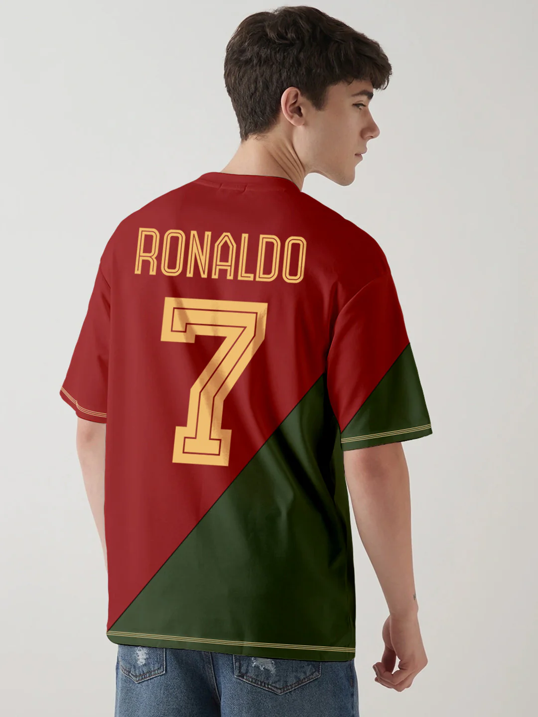 CR7 Oversized T-Shirt - Red & Olive Green - Image 2