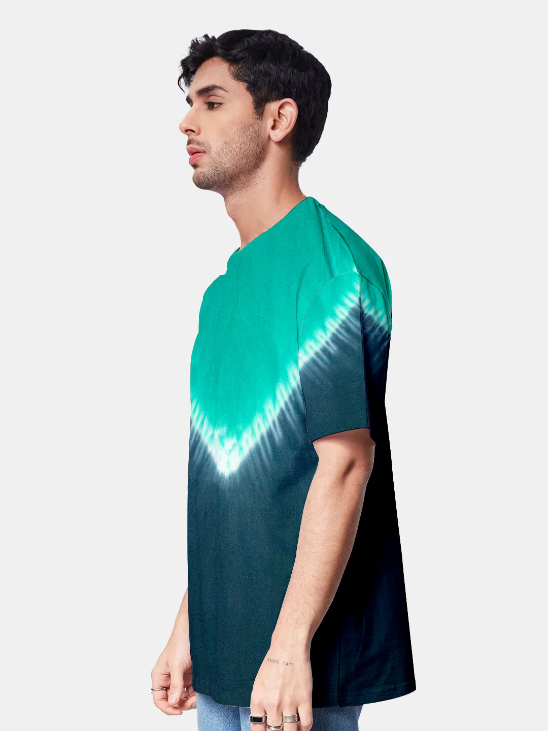Plain Dark Cyan Oversized T-Shirt - Tiedye - Image 3