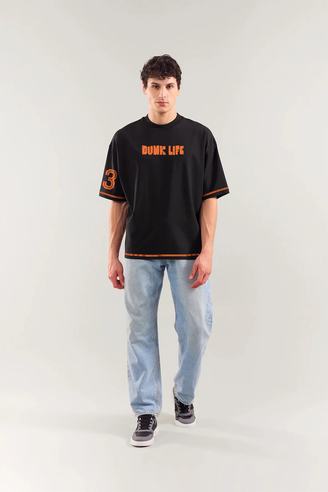 Dunk Life Graphic Printed Oversized T-Shirt - Black - Image 3