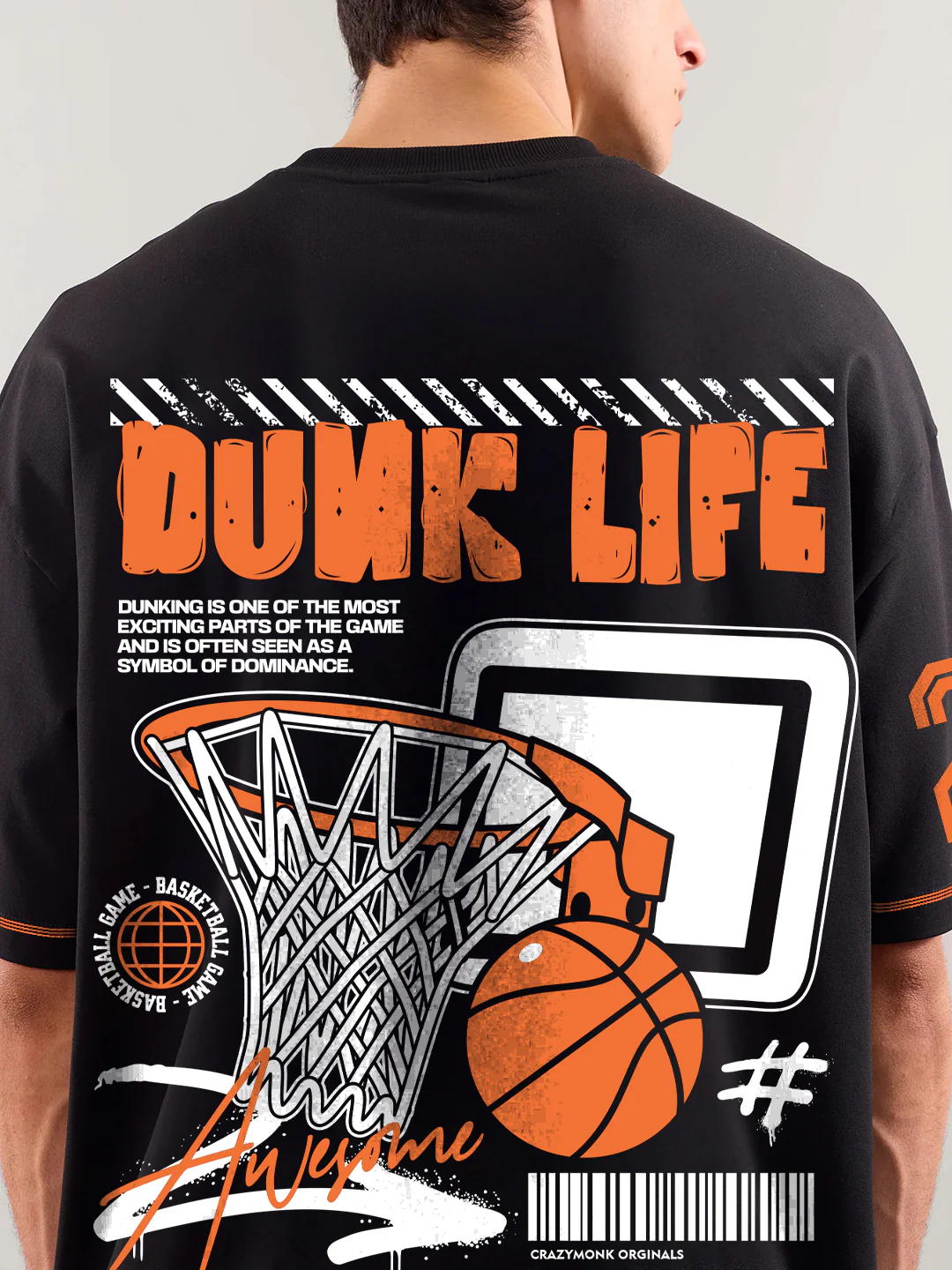 Dunk Life Graphic Printed Oversized T-Shirt - Black - Image 5