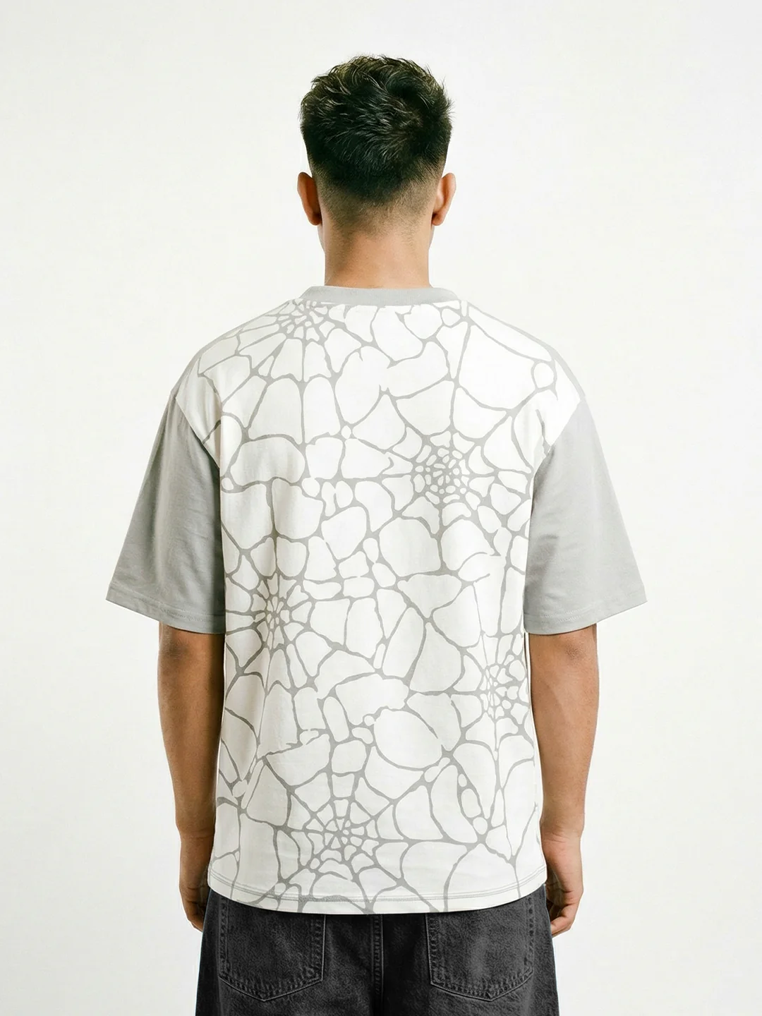 Entangled Oversized T-Shirt - White & Light Grey - Image 2