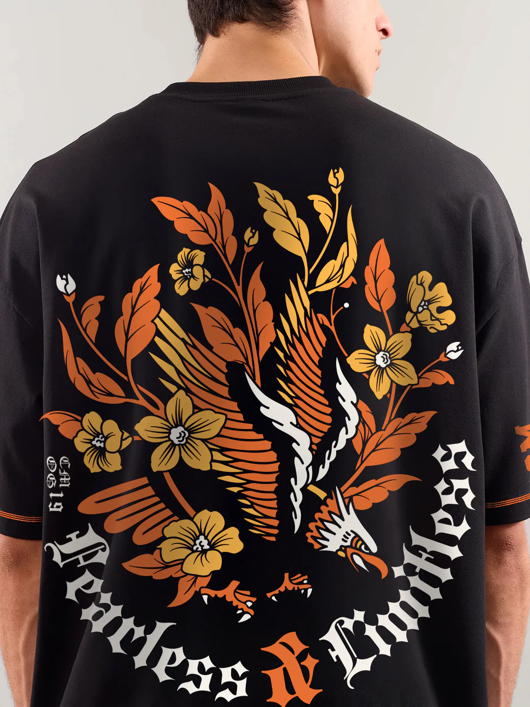 Fearless and Limitless Graphic Printed Oversized T-Shirt - Black - Image 4