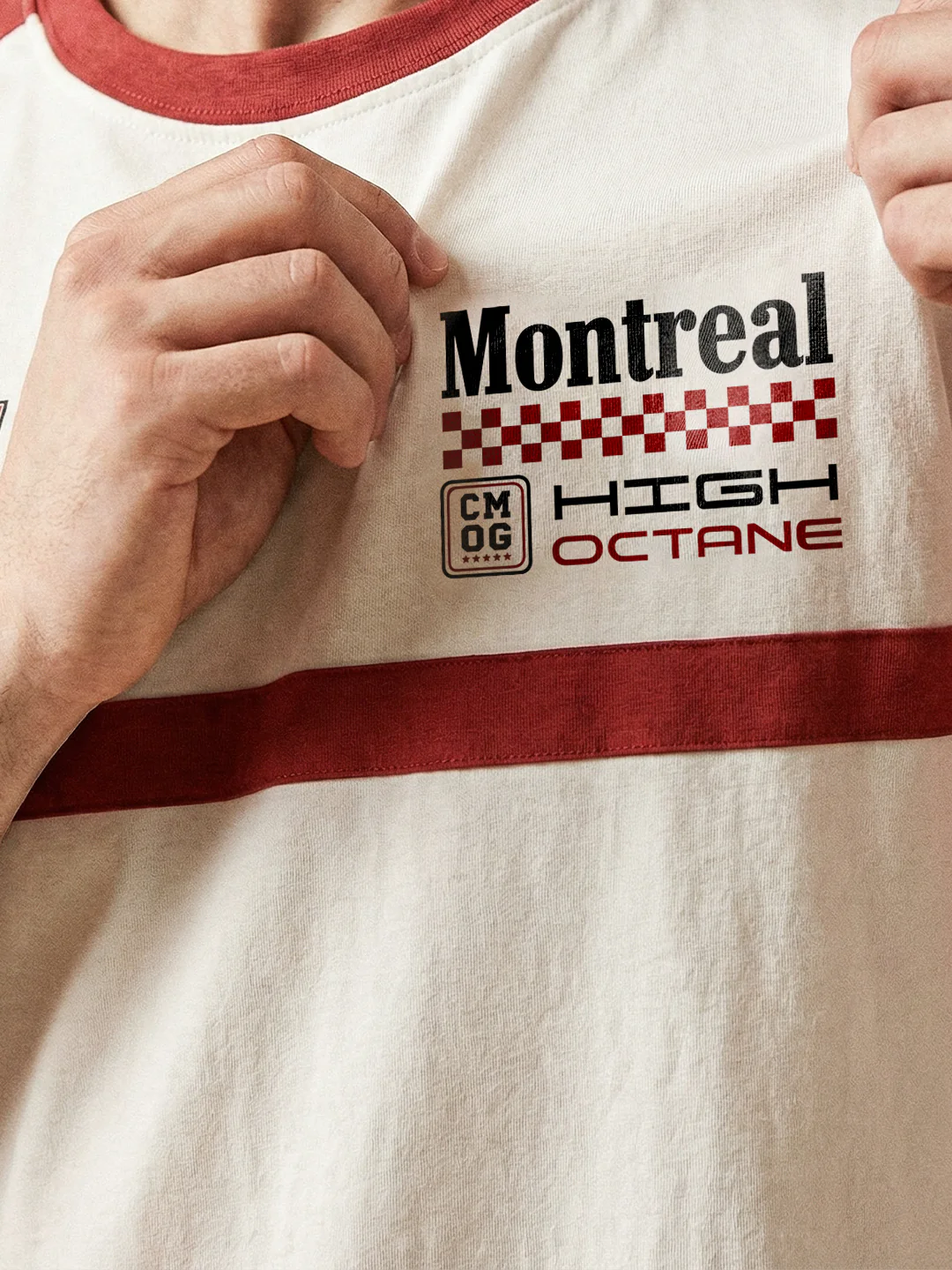 High Octane Oversized T-Shirt -Red & Off White - Image 4