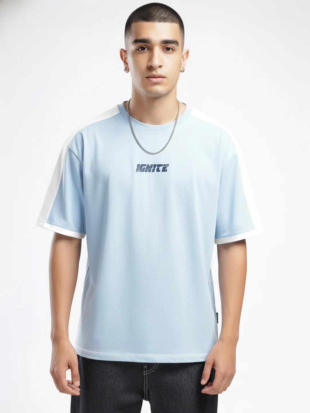 Ignite Oversized T-Shirt - White & Sky Blue - Image 2