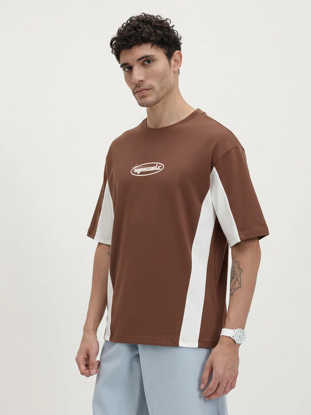 Impossible Oversized T- Shirt -  Brown & Off White - Image 3