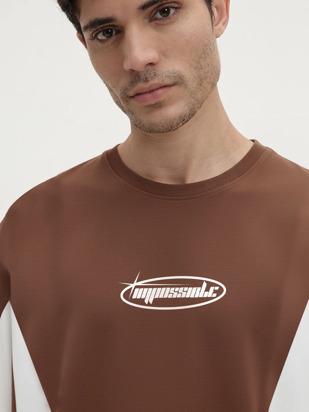Impossible Oversized T- Shirt -  Brown & Off White - Image 5