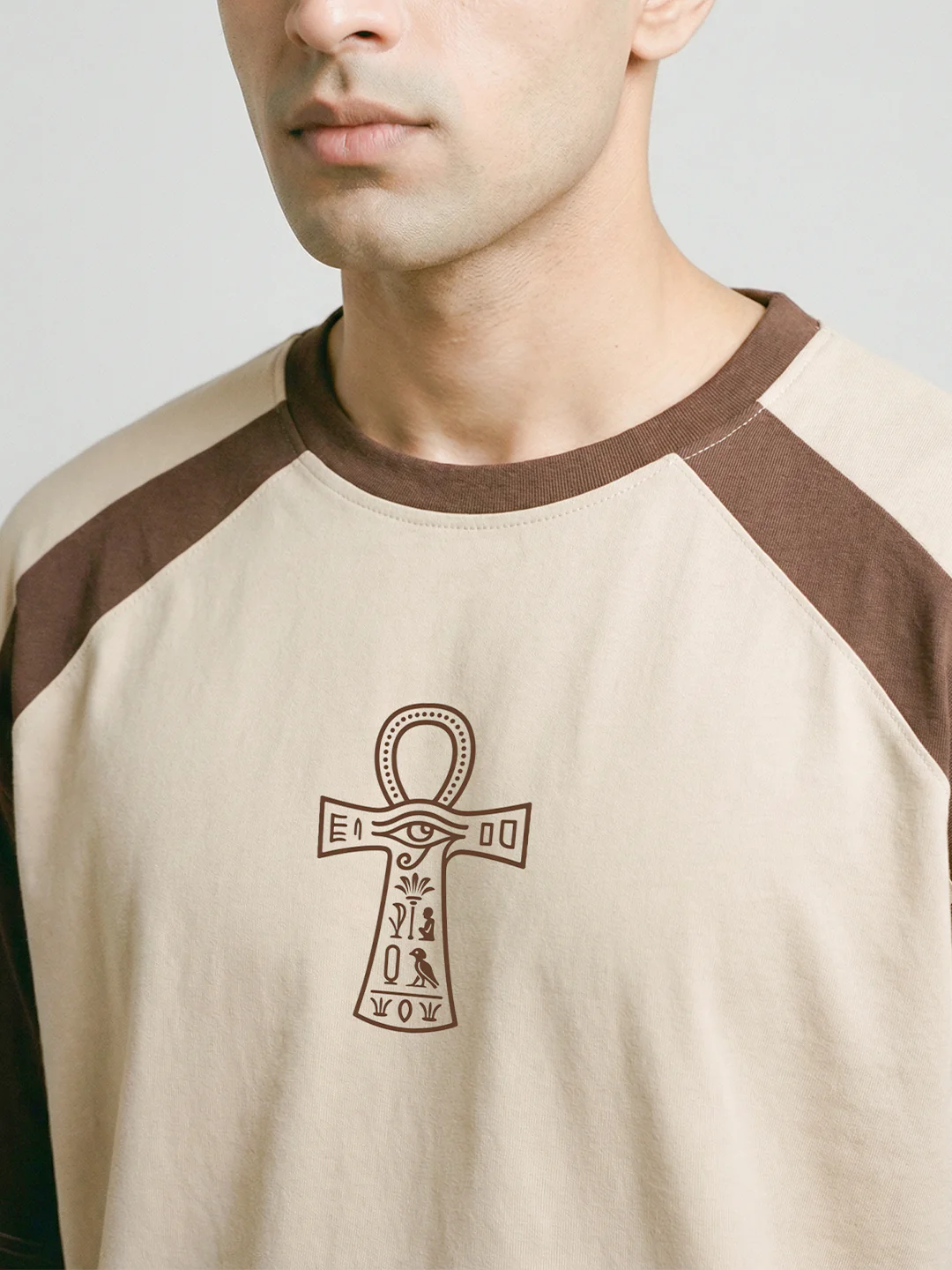 Key of Life Oversized T-Shirt - Beige & Brown - Image 4