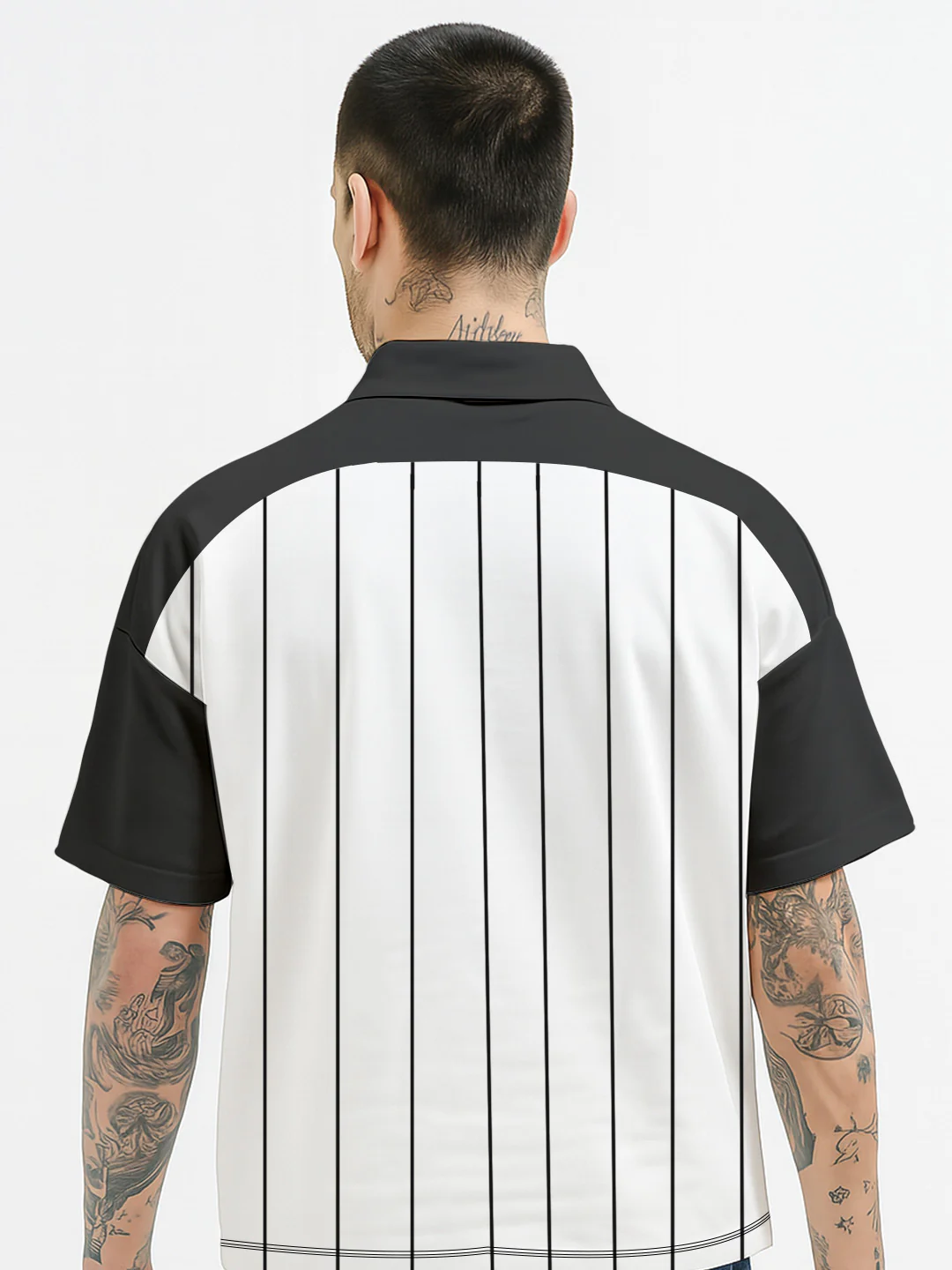 Polo - LA CM Originals Oversized Polo T-Shirt - White & Black - Image 2