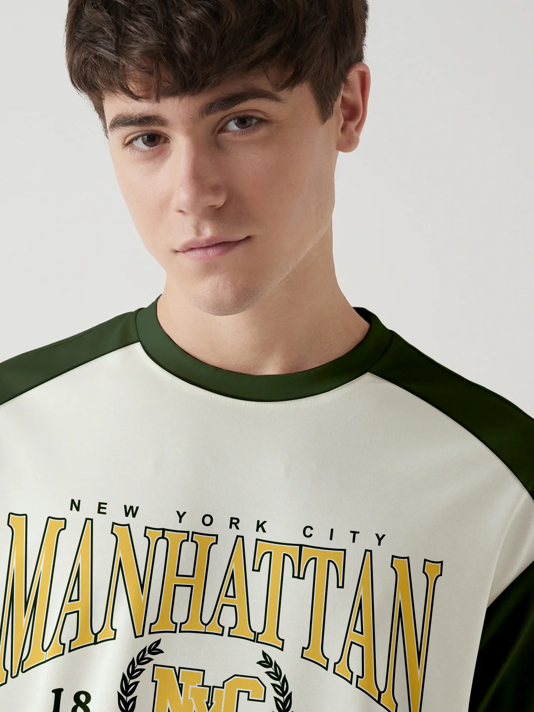 Manhattan Oversized T-Shirt - Off white, Green & Yellow - Image 4