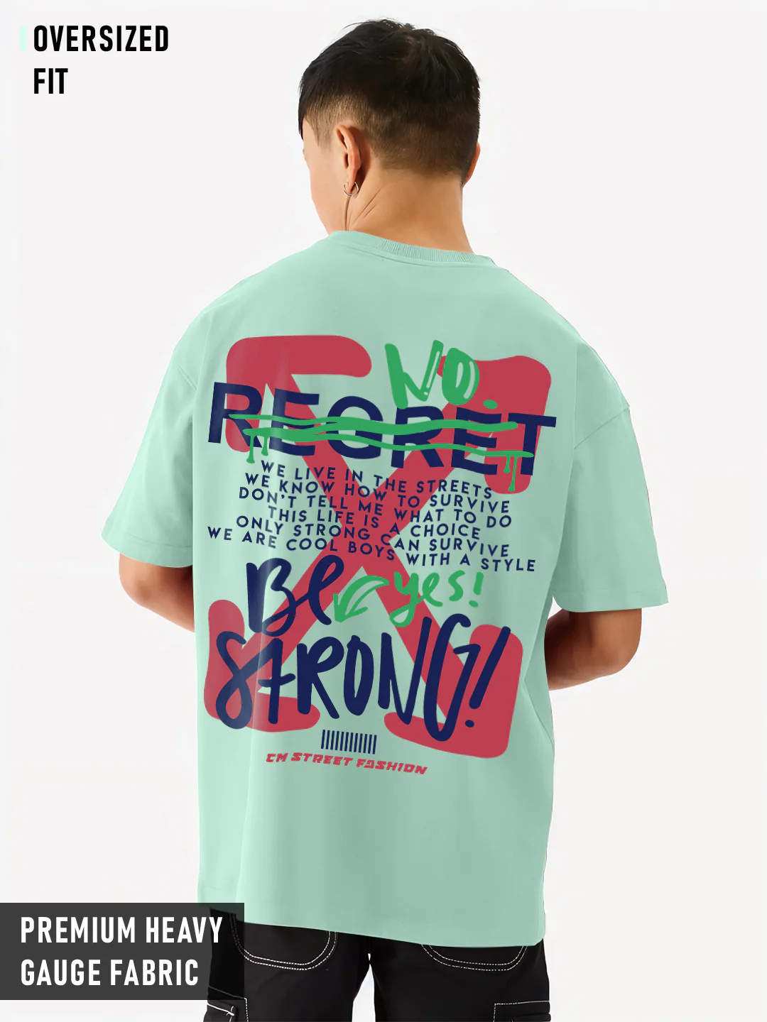No Regrets Graphic Printed Oversized T-Shirt - Mint