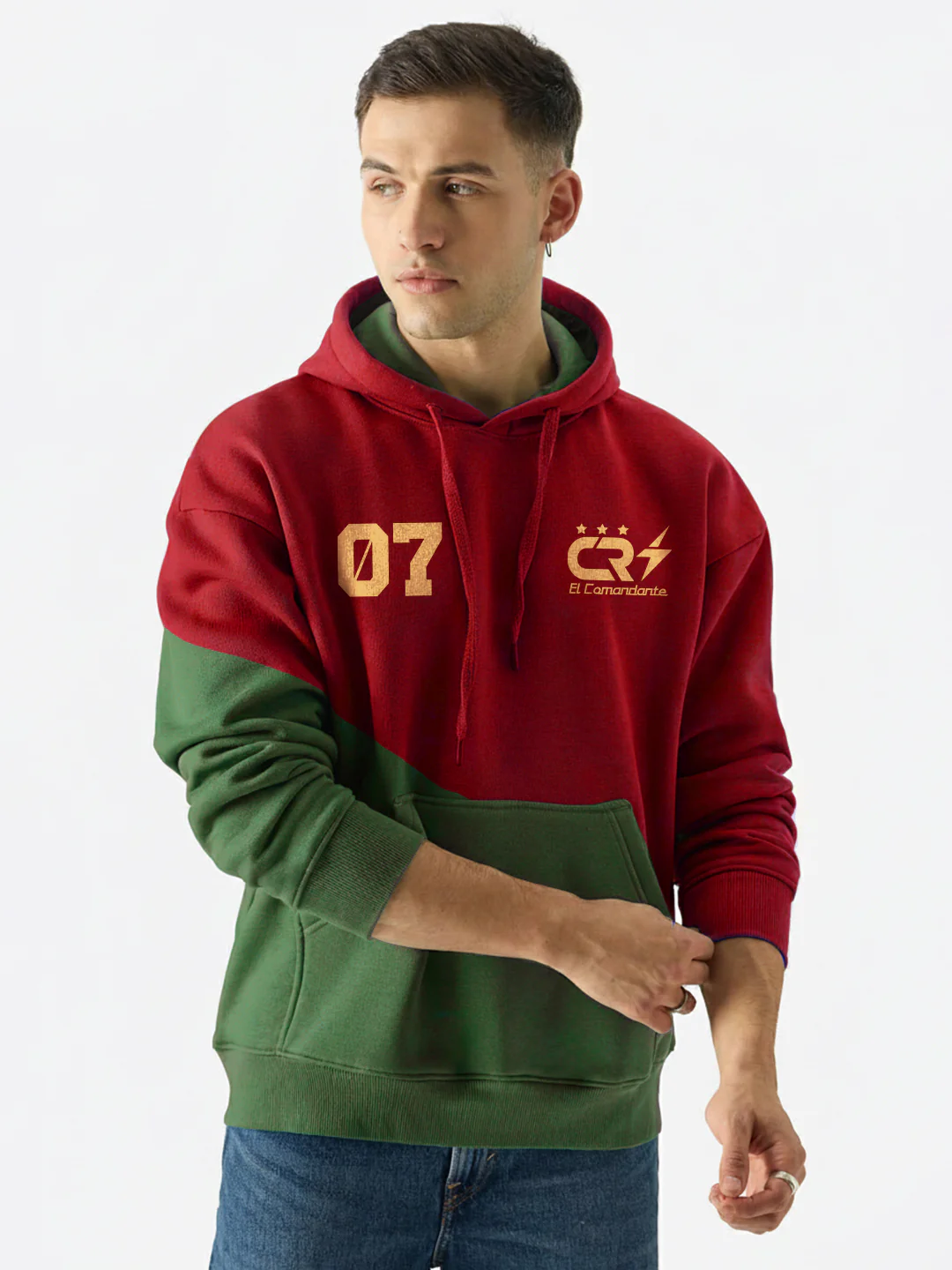 CR7 Oversized Hoodie - Red & Green - Image 2