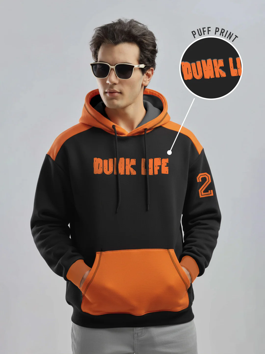 Dunk Life Oversized Hoodie - Black & Orange - Image 2