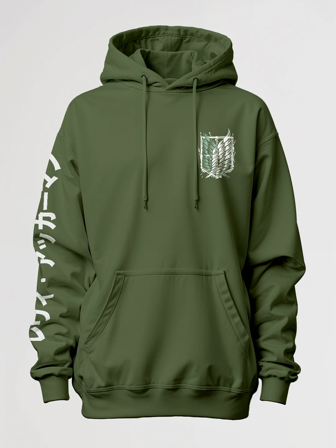 Levi Ackermen Oversized Hoodie - Olive Green - Image 2