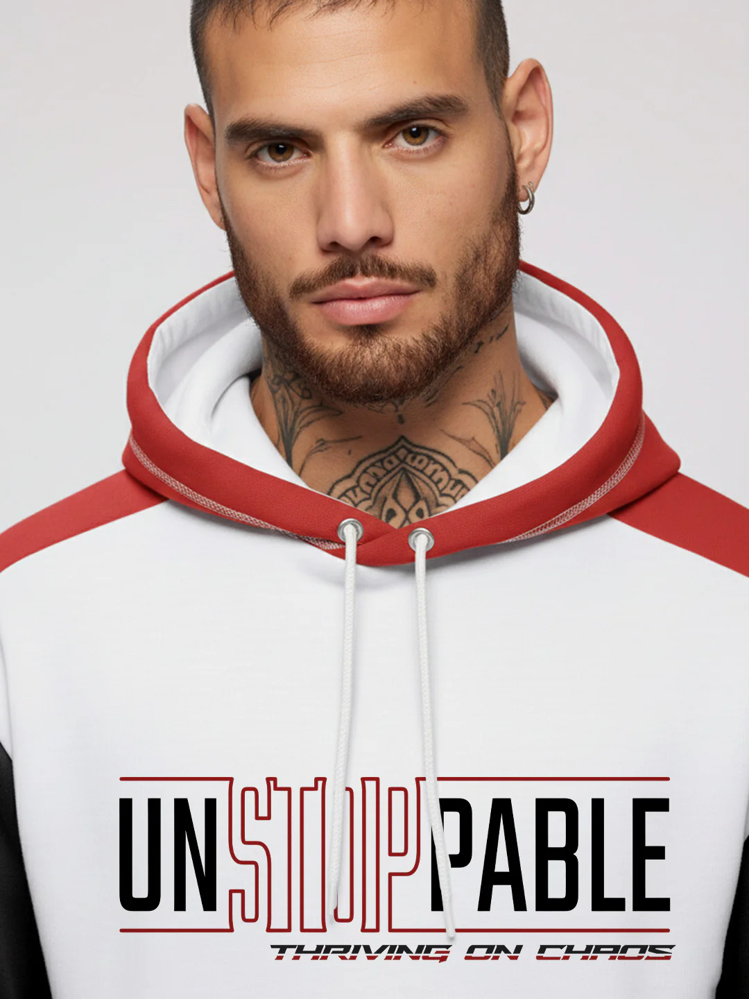 Unstoppable Oversized Hoodie - Red, white & Black - Image 6
