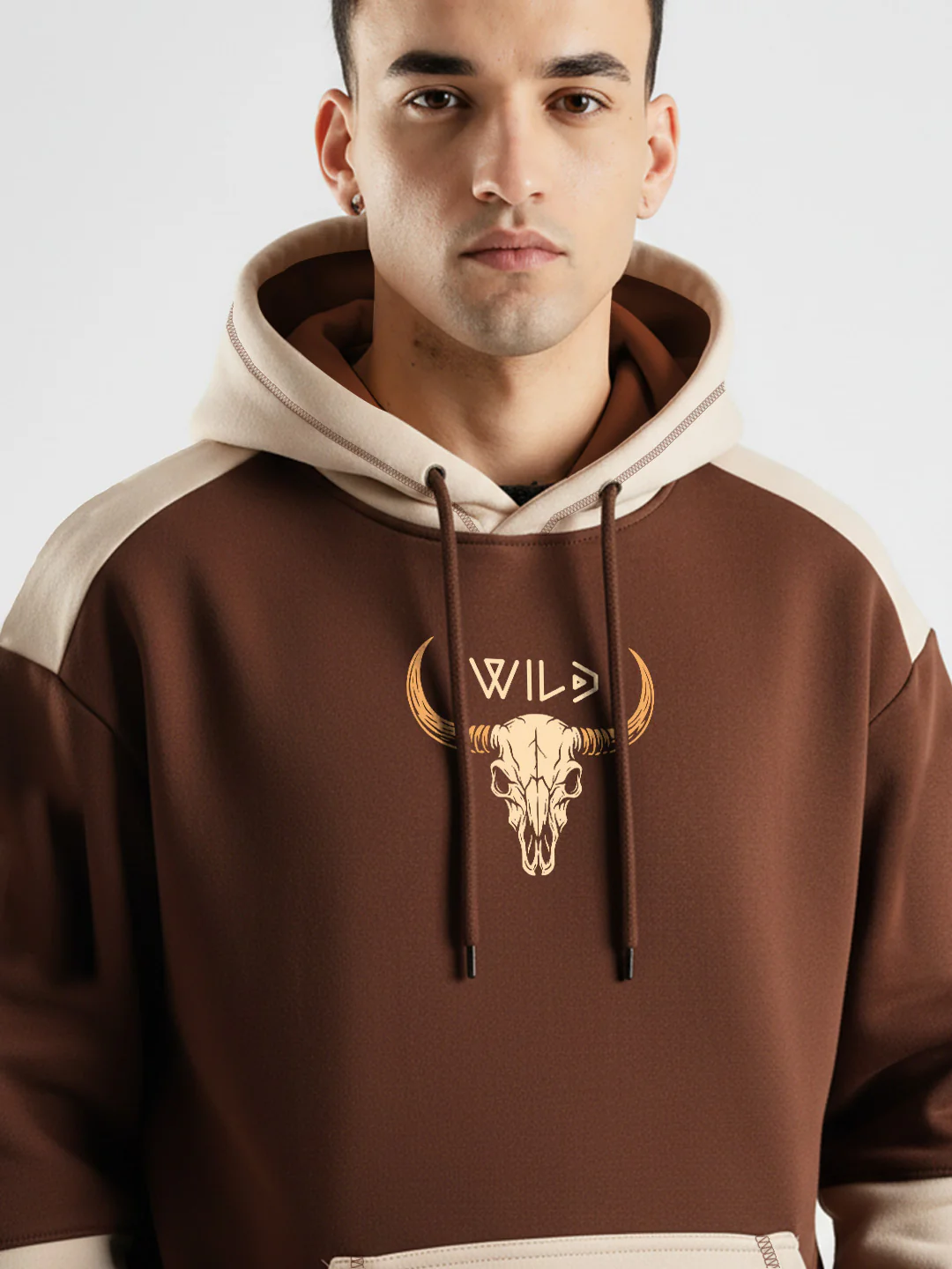 Western Spirit Oversized Hoodie - Beige & Brown - Image 6