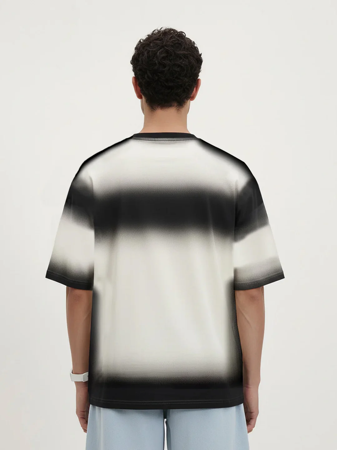 Plain - Obsidian Haze Spray Effect Oversized T-Shirt - Off White - Image 2