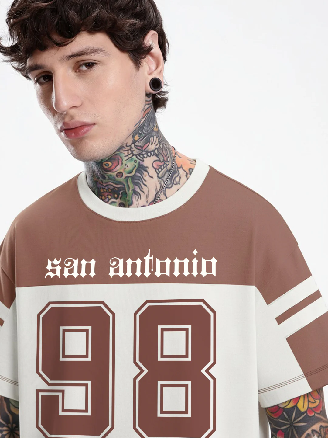 San Antonio Oversized T-Shirt - Rust & Off White - Image 5