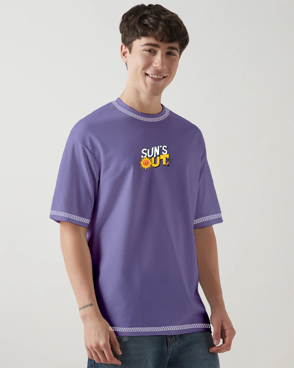 Sun Out Graphic Printed Oversized T-Shirt - Multi Color - Image 3