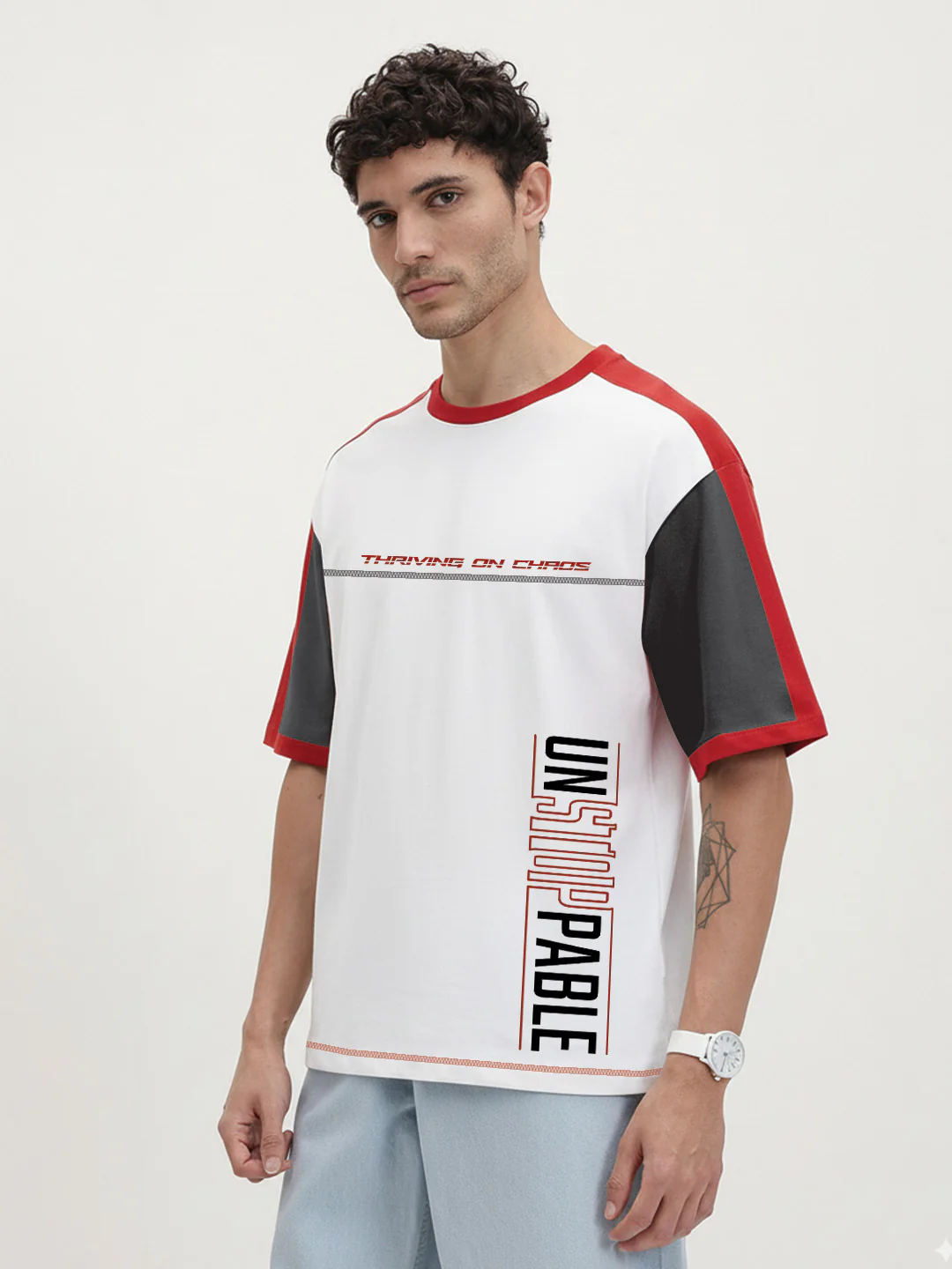 Unstoppable Oversized T-Shirt-Black, White & Red - Image 2