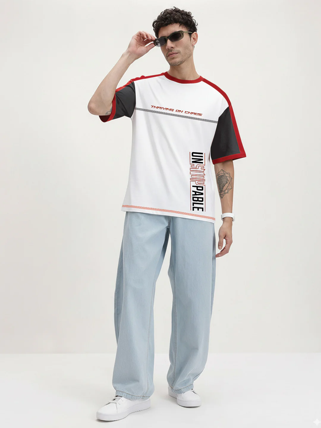 Unstoppable Oversized T-Shirt-Black, White & Red - Image 3