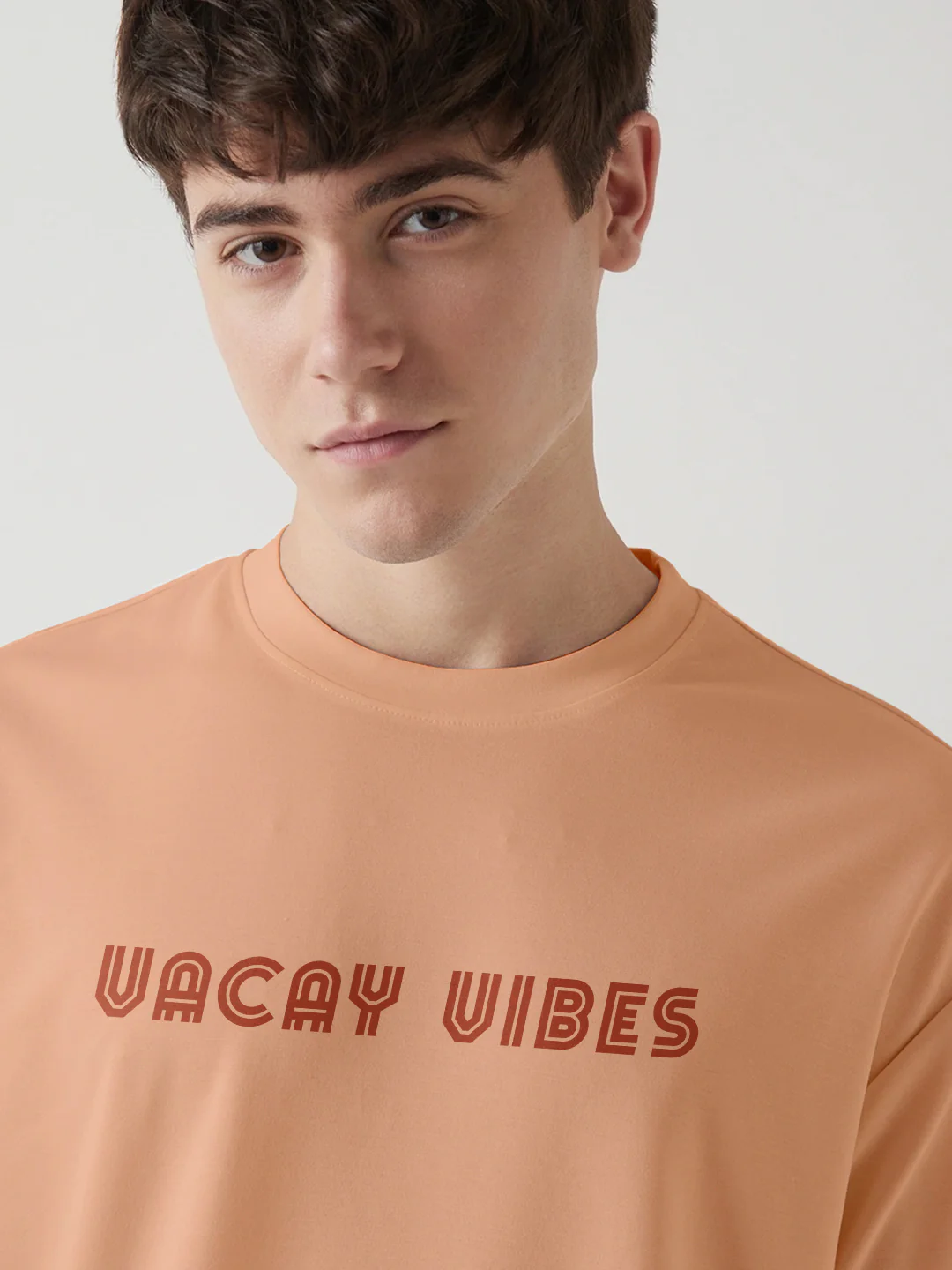 Vacay Vibes Graphic Printed Oversized T-Shirt - Peach Fuzz - Image 4