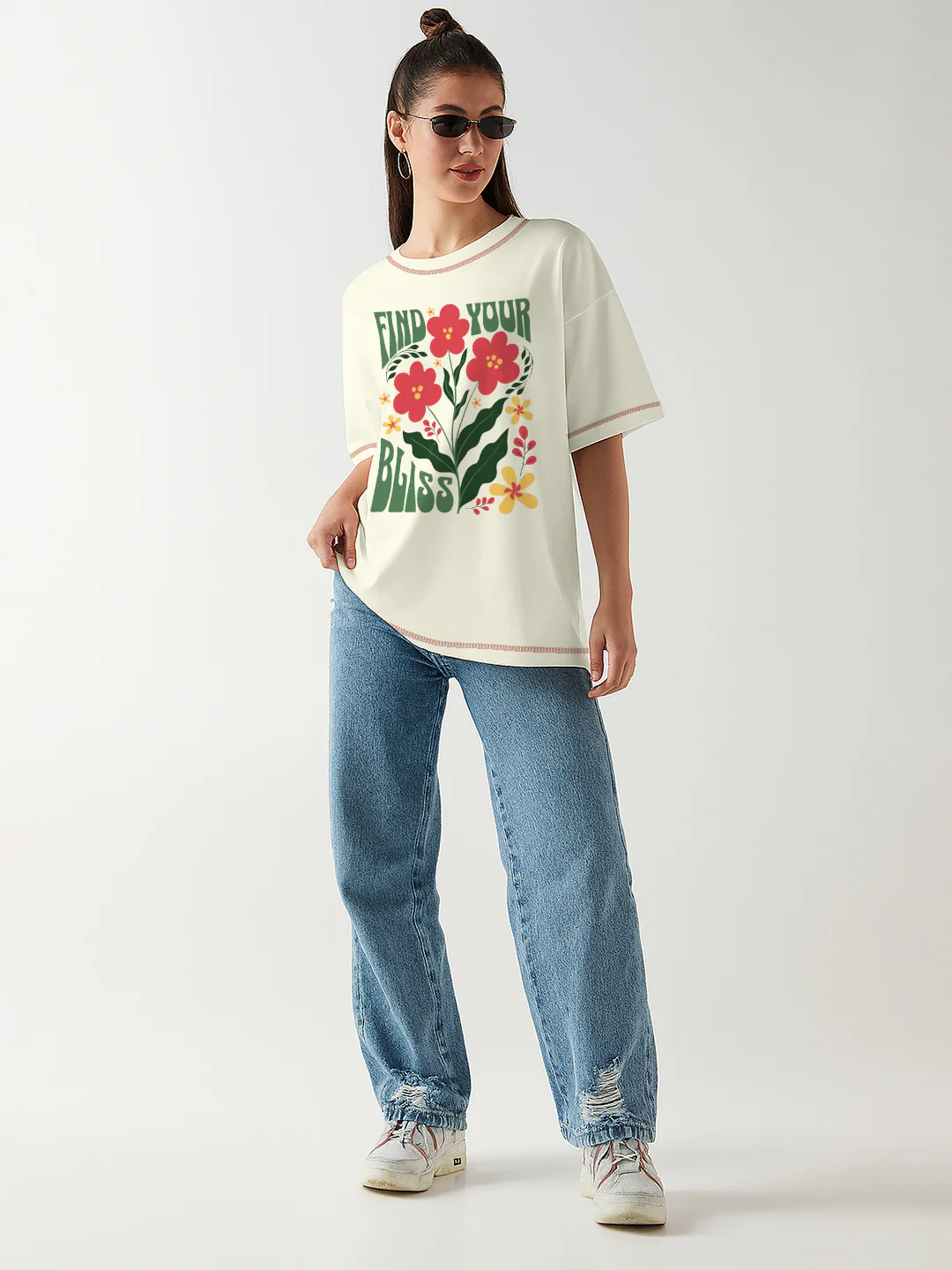 Find Your Bliss Women Oversized T-Shirt - Multi Color - Image 3