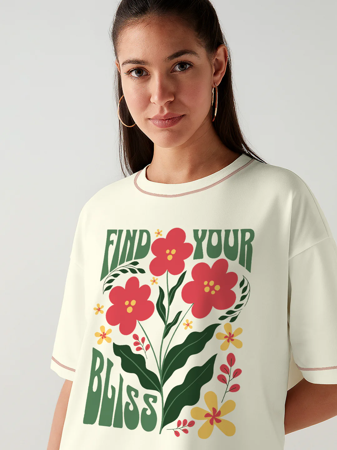 Find Your Bliss Women Oversized T-Shirt - Multi Color - Image 4