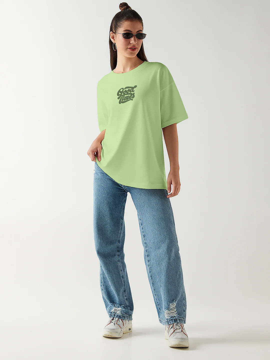 Let the Good Times Roll Women Oversized T-Shirt - Pista Green - Image 2