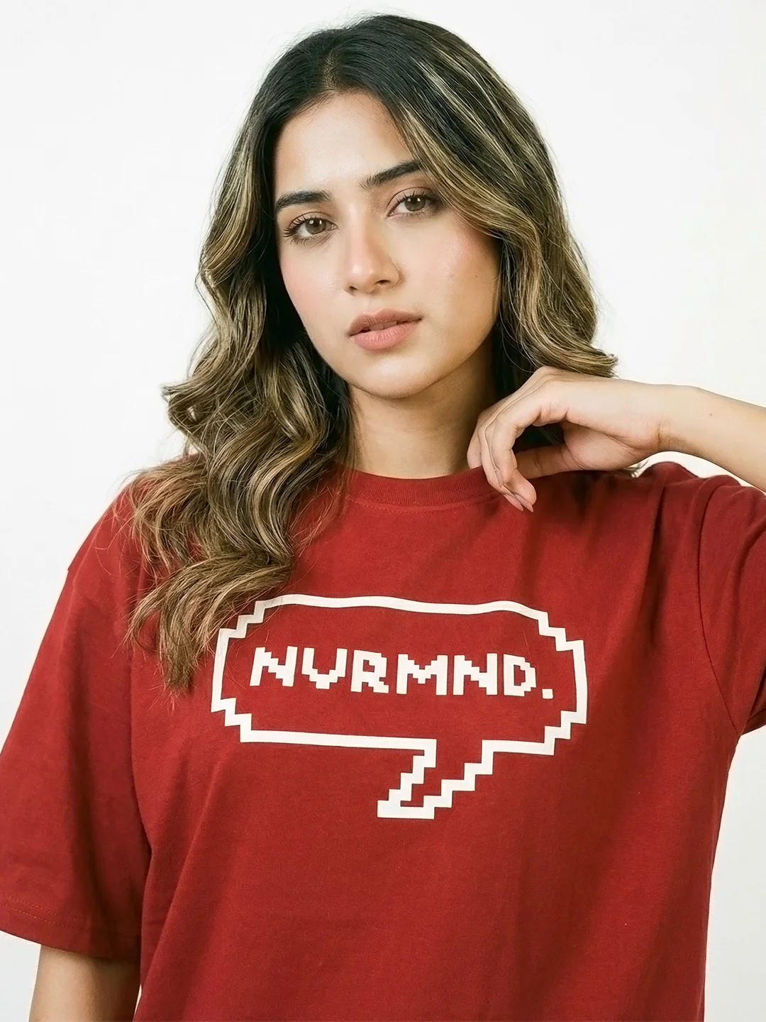 Never Mind Women Oversized T-Shirt - Red - Image 4