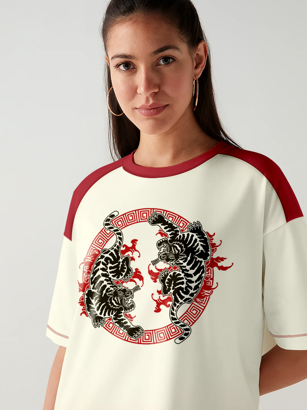 Rage of the Tiger Women Oversized T-Shirt - Multi Color - Image 2