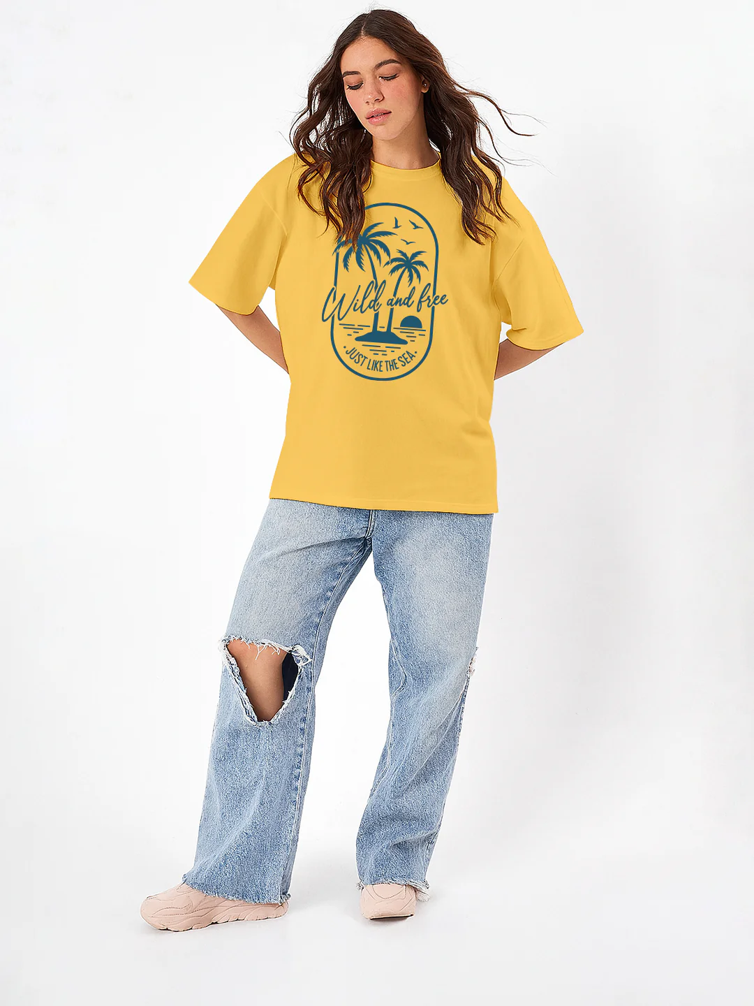 Wild and Free Women Oversized T-Shirt - Multi Color - Image 2