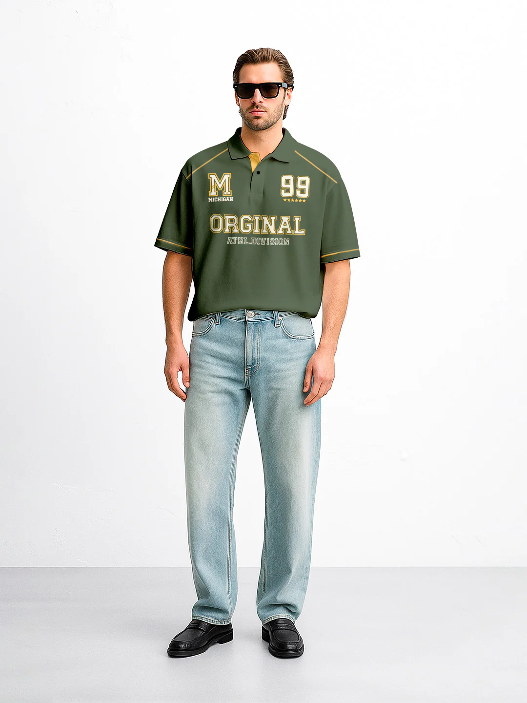 Original Oversized Polo T-Shirt - Military Green - Image 3