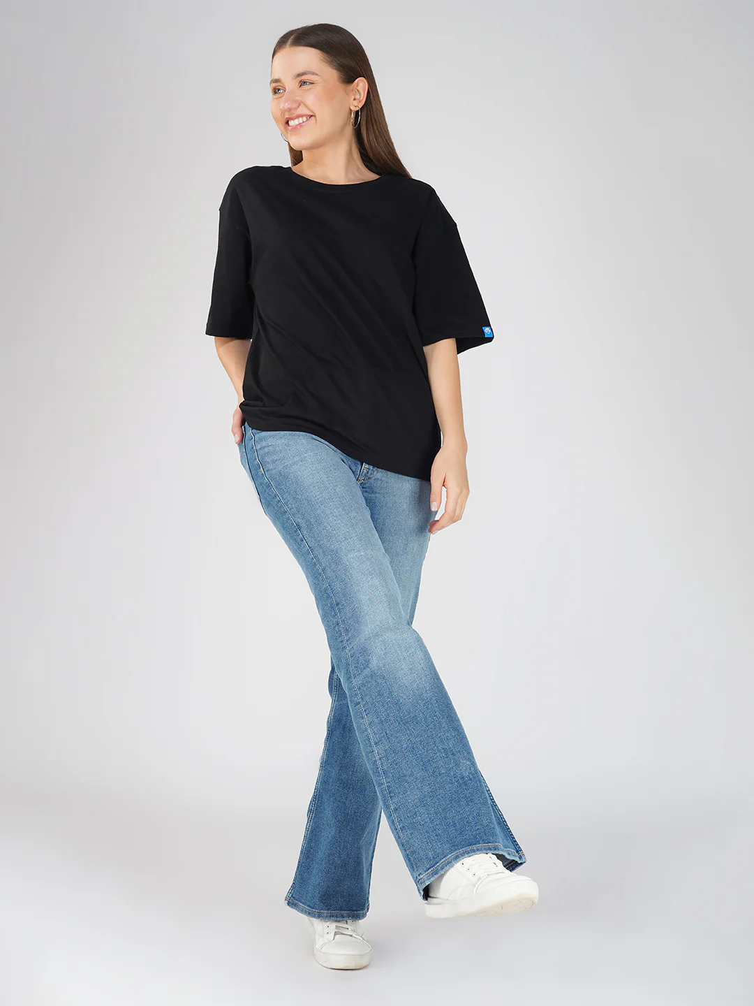 Plain Black  Women Oversized T-Shirt - Image 2