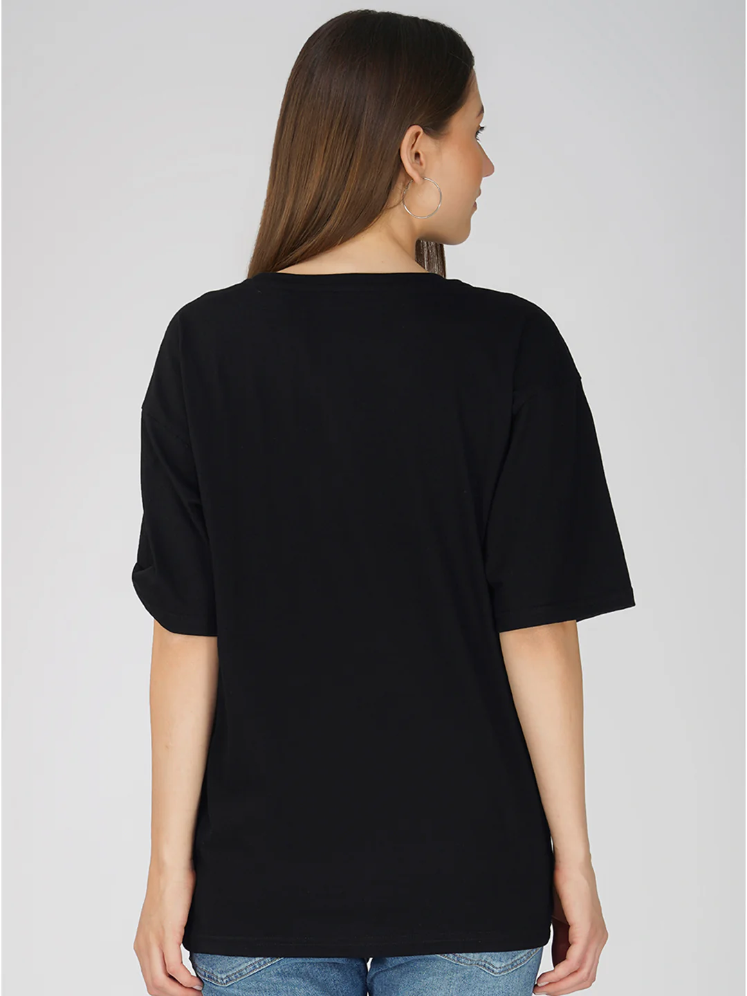 Plain Black  Women Oversized T-Shirt - Image 4