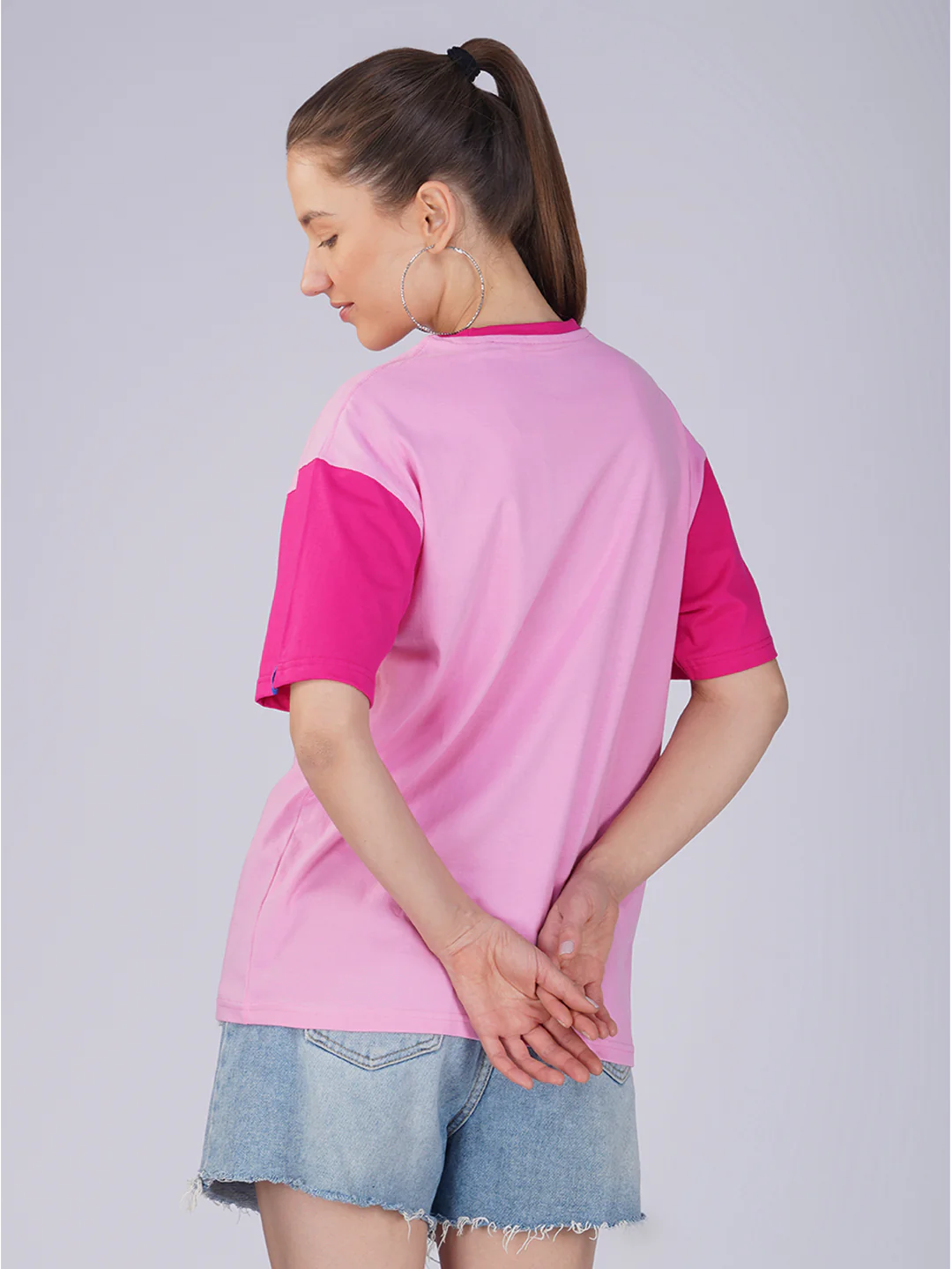 Plain Bubble Pink  Women Oversized T-Shirt - Image 4