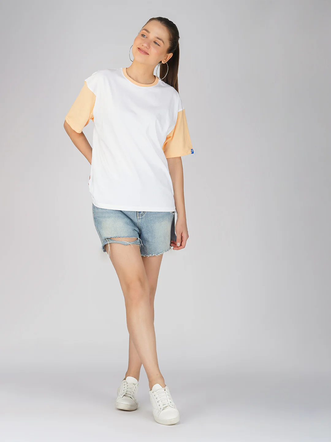 Plain White Fuzz  Women Oversized T-Shirt - Image 2